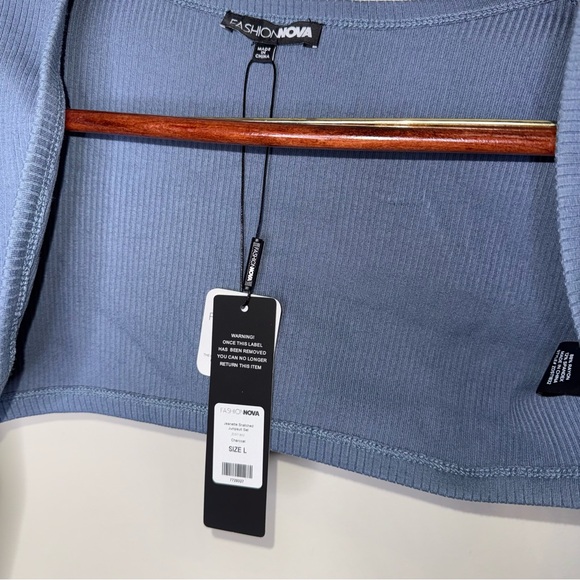 🖤Fashion Nova Blue Jeanette Ribbed Women's Shrug - Picture 6 of 7